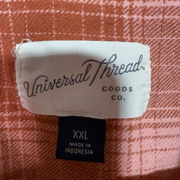 Universal Thread Plaid Shirt Women’s Size XXL Orange & Peach Flannel Button-Down - Picture 6 of 8